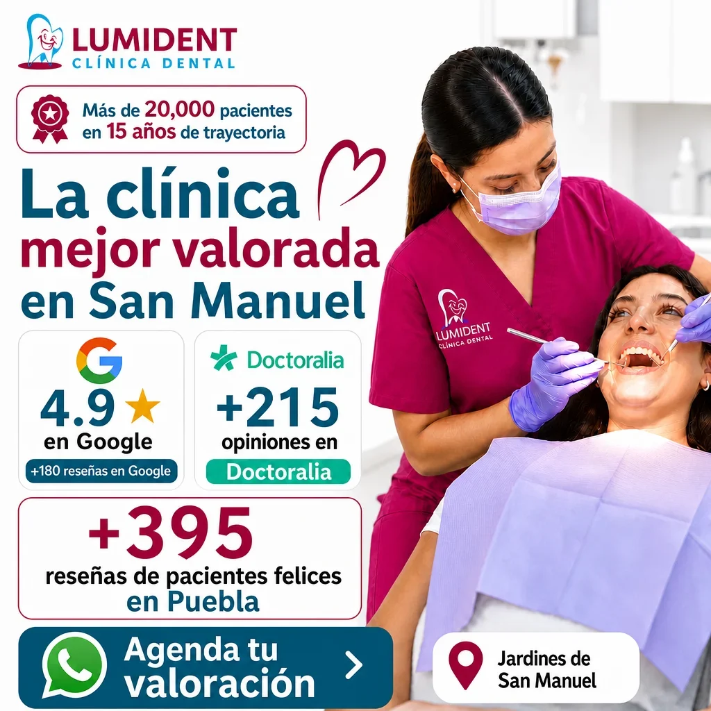 La clínica dental mejor valorada de Puebla Lumident Clínica Dental en San Manuel Puebla. La clínica mejor valorada de San Manuel y una de las mejores de todo Puebla